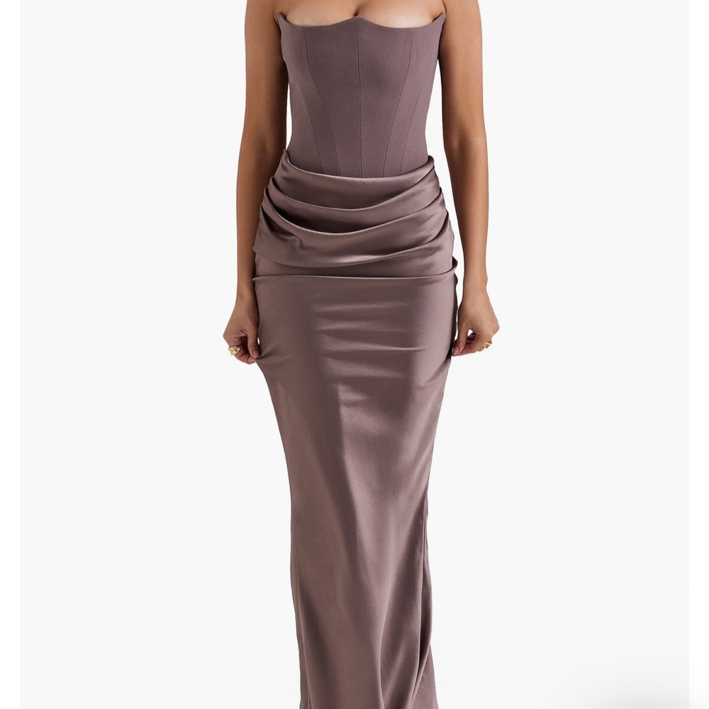 House of CB Strapless Taupe Dress Persephone Smoke size Medium